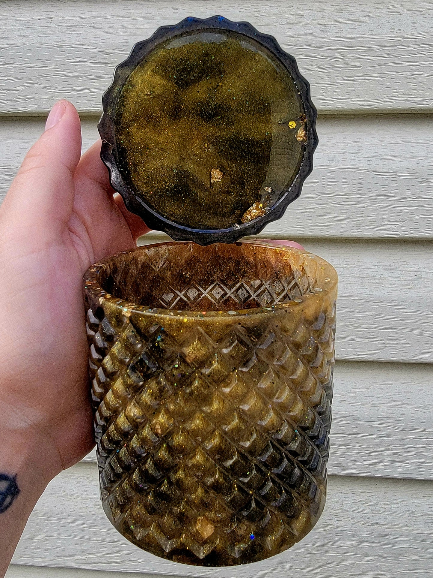 Black and Gold Tall Jar